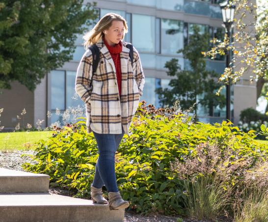 A student walks to classes.